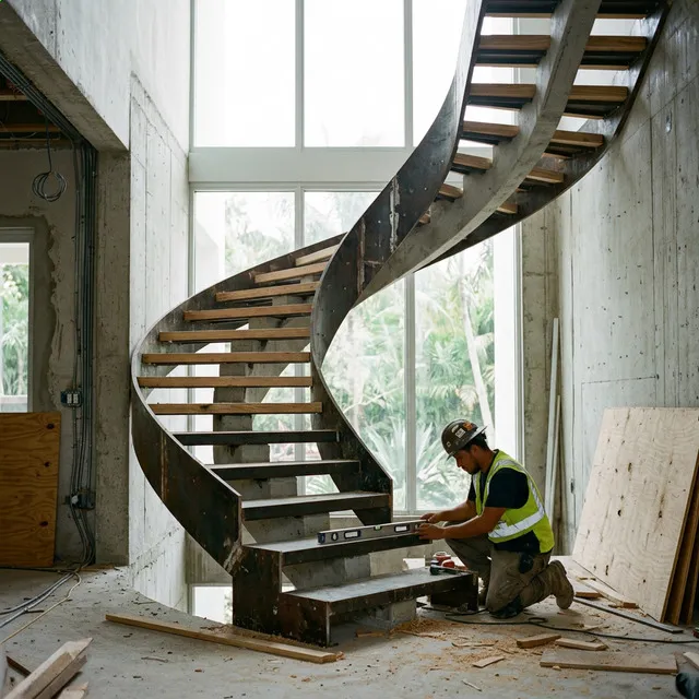 Curved Cantilevered Staircase Design in Tampa, FL