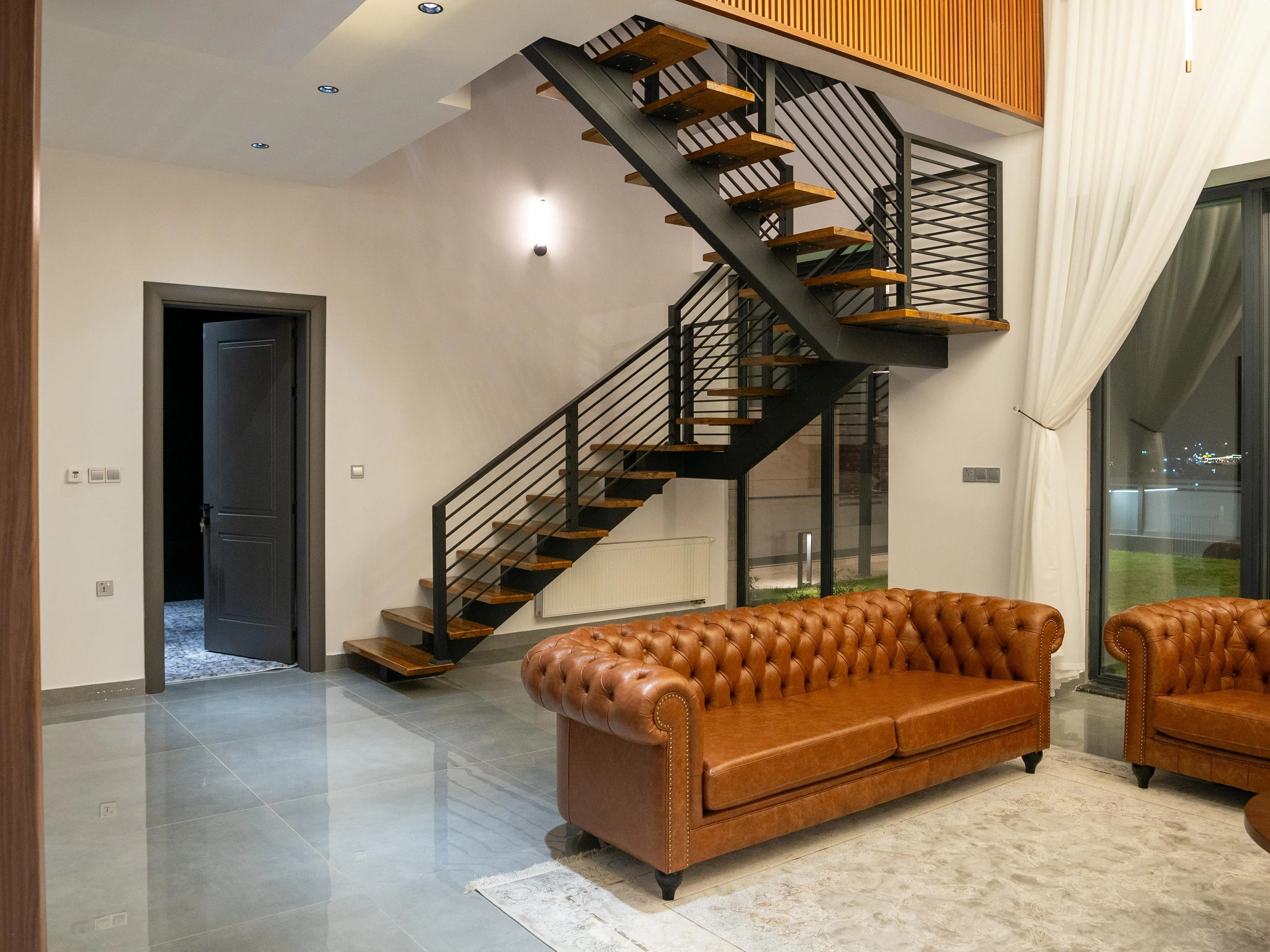 Custom Floating Stair Installation — installation detail